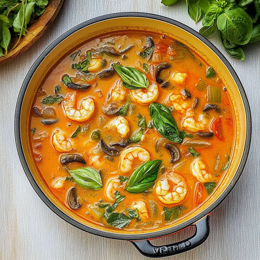 Recipe preparation for Coconut Curry Shrimp Soup