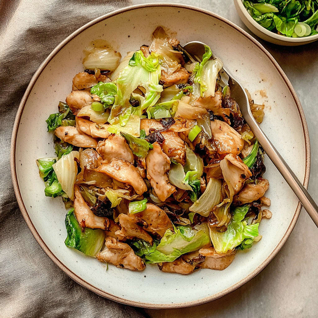 Recipe preparation for chicken cabbage stir-fry
