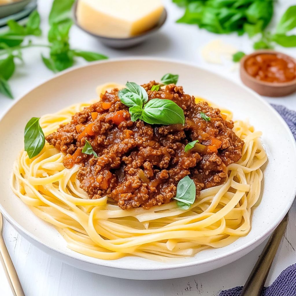 Recipe preparation for Vegan Bolognese Pasta