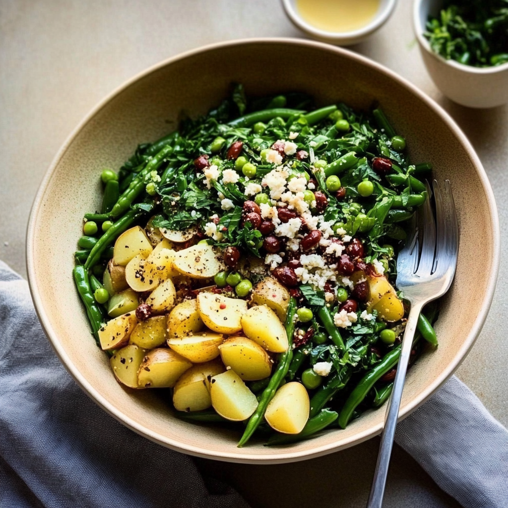 Recipe preparation for green bean potato salad