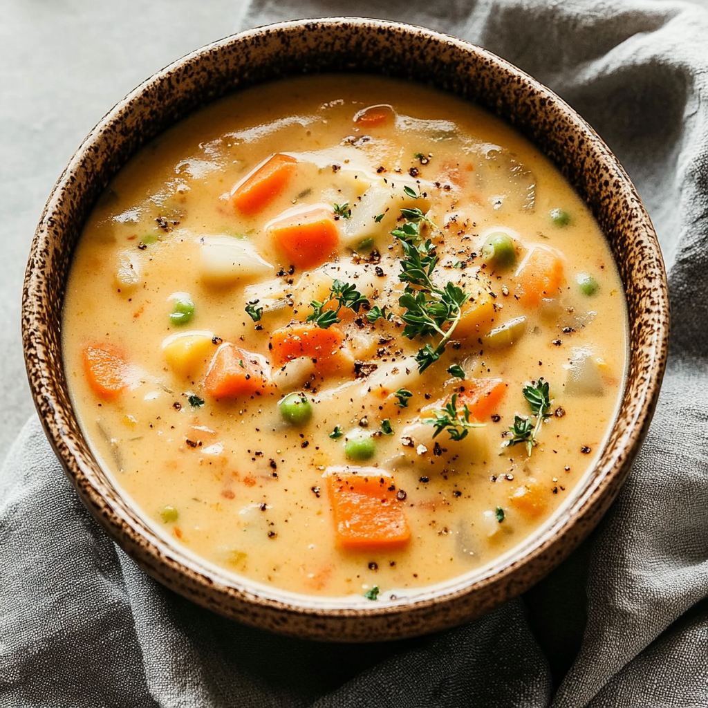 Recipe preparation for creamy vegetable soup