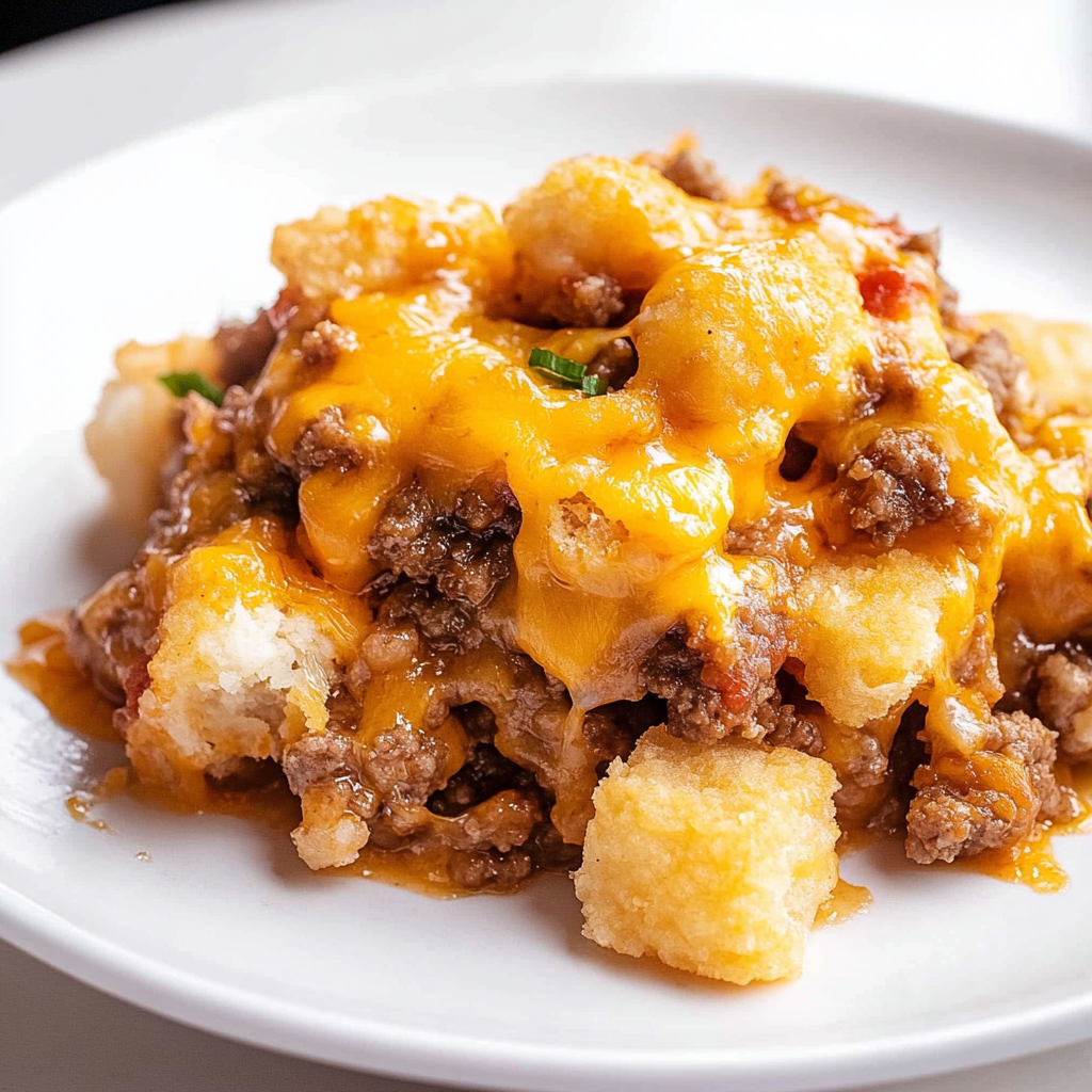 Recipe preparation for cheeseburger tater tot casserole
