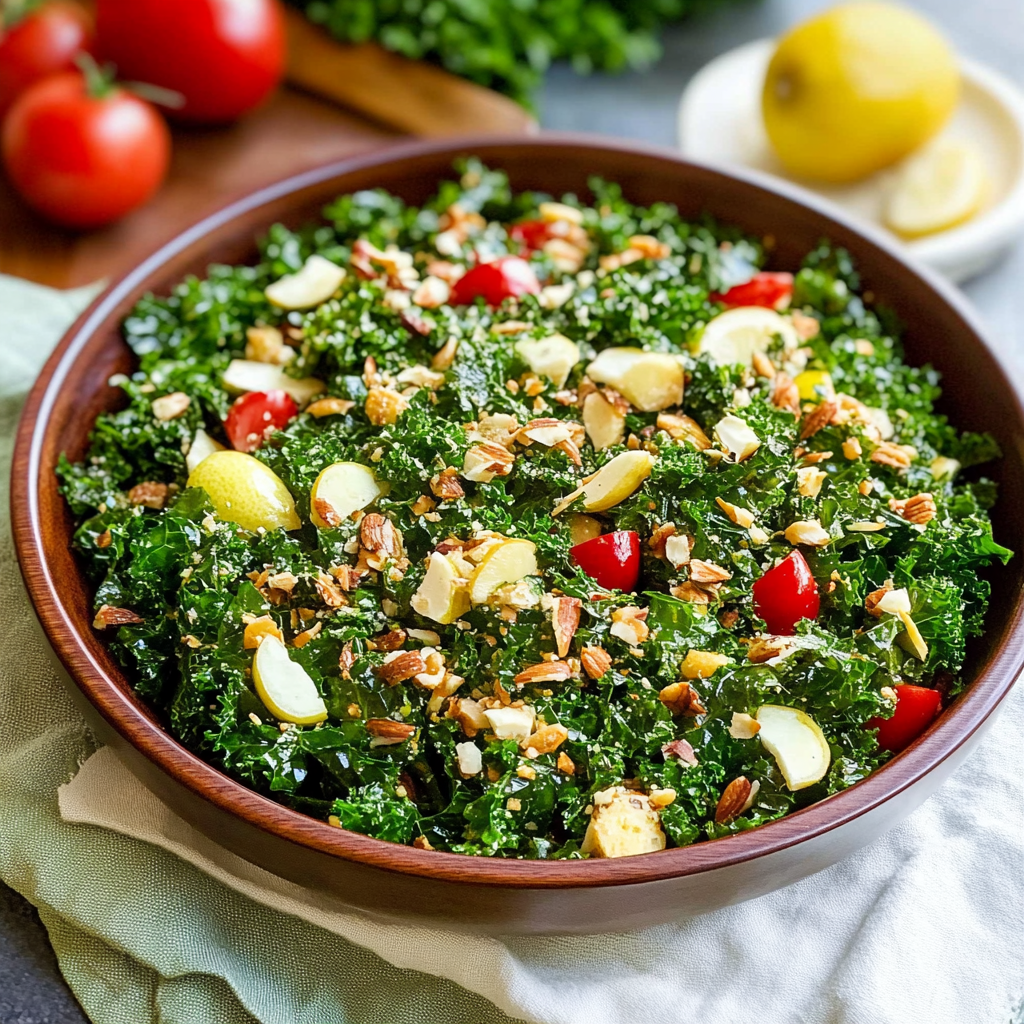Recipe preparation for lemon parm kale salad