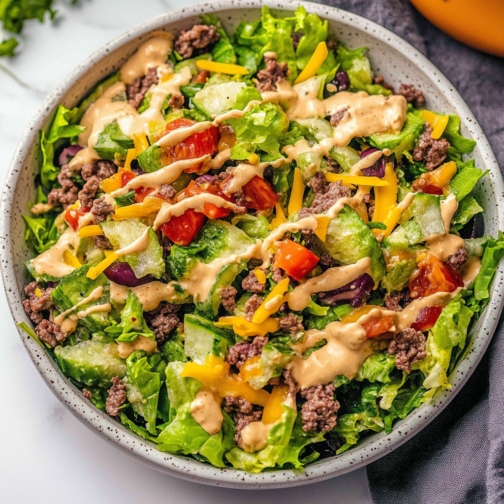 Recipe preparation for big mac salad