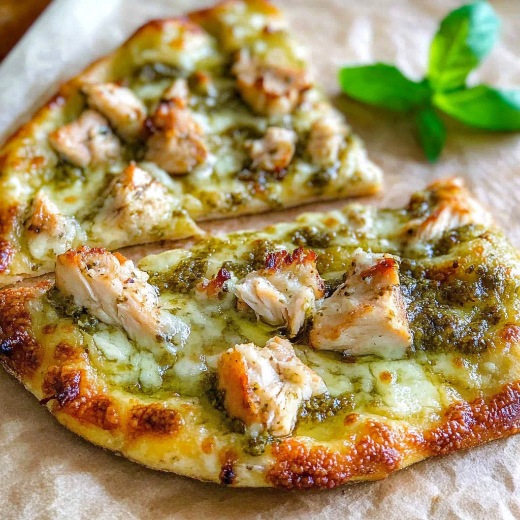 Recipe preparation for chicken pesto pizza