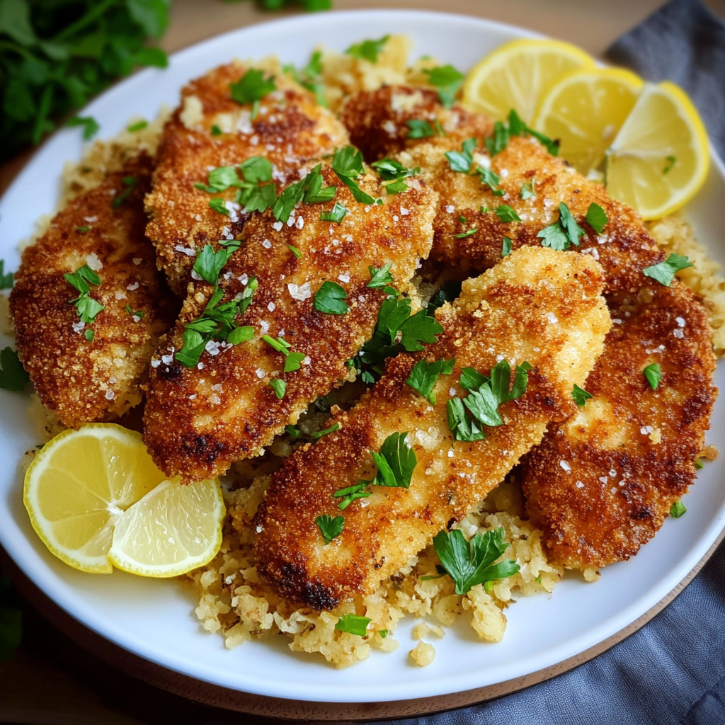 Recipe preparation for Extra Crispy Lemon Pepper Chicken Cutlets