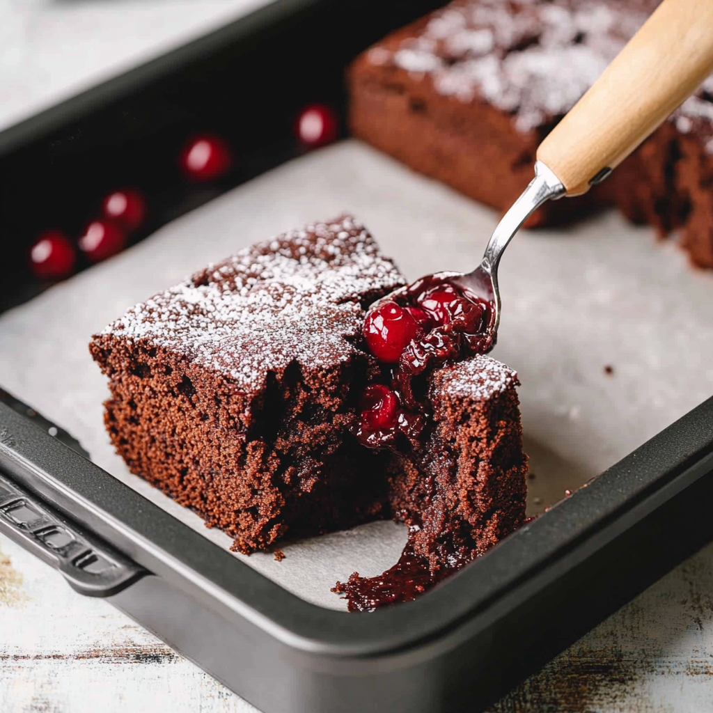 Recipe preparation for 3-ingredient chocolate cherry cake