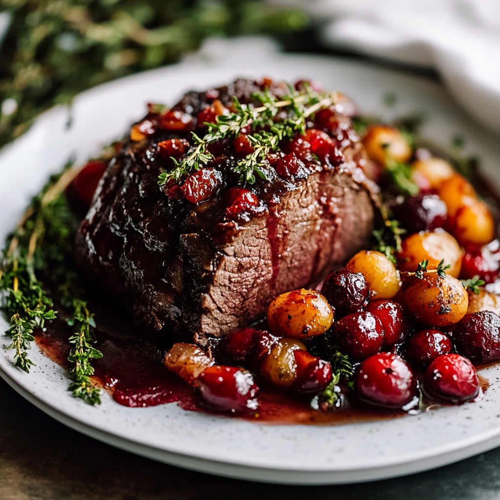 Recipe preparation for cranberry roast beef
