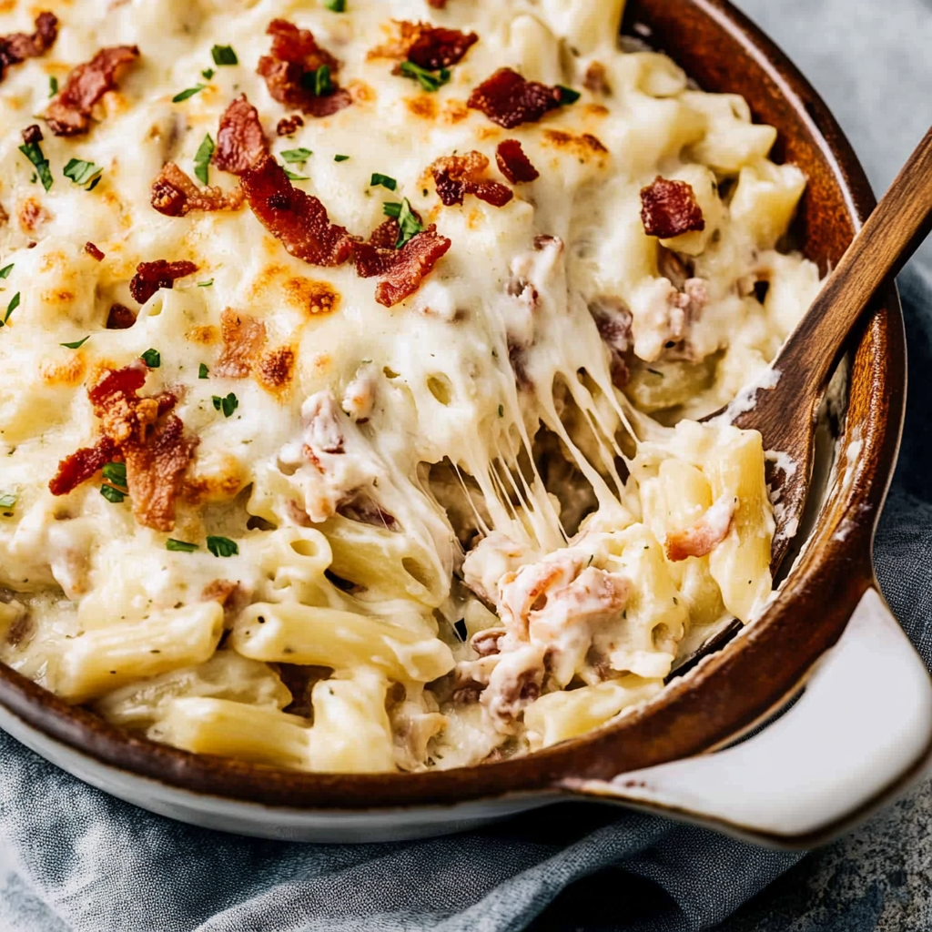Recipe preparation for chicken bacon ranch pasta