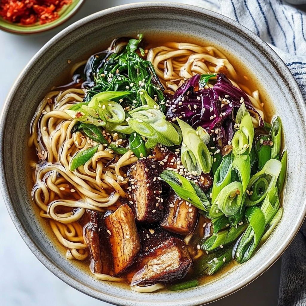 Recipe preparation for vegan sesame ramen recipe