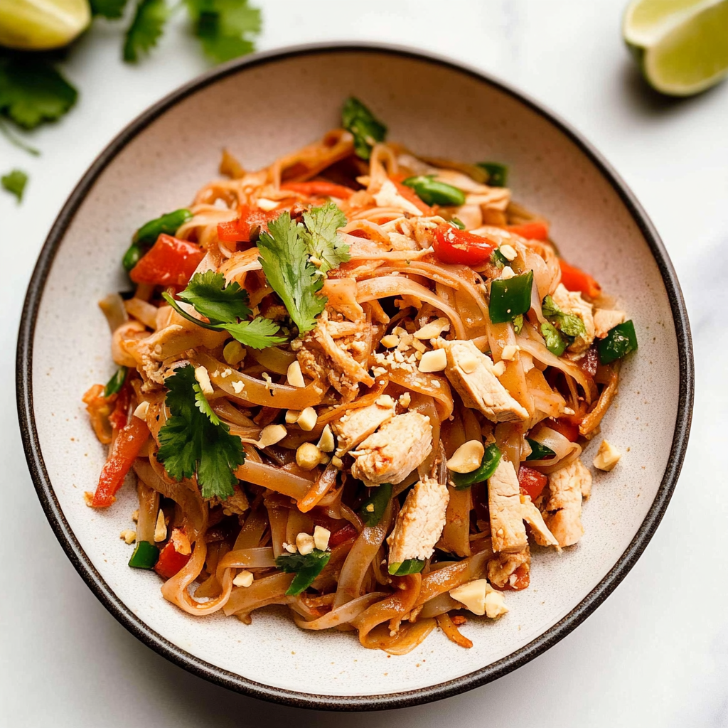Recipe preparation for chicken pad thai
