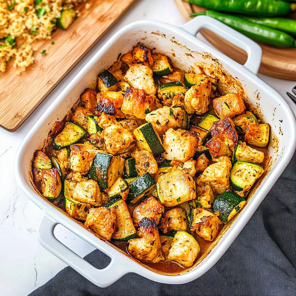 Recipe preparation for chicken zucchini bake