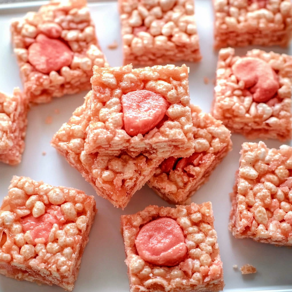 Recipe preparation for pink rice krispie treats