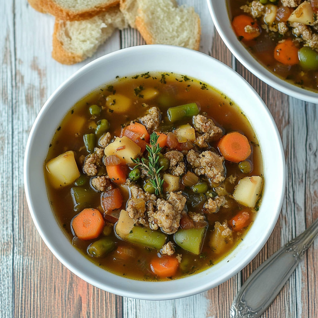 Recipe preparation for hamburger soup