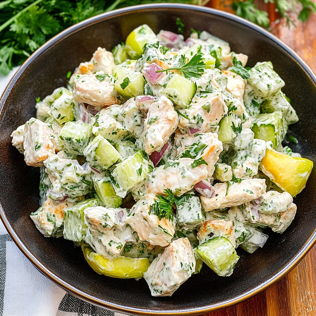 Recipe preparation for Tzatziki Chicken Salad