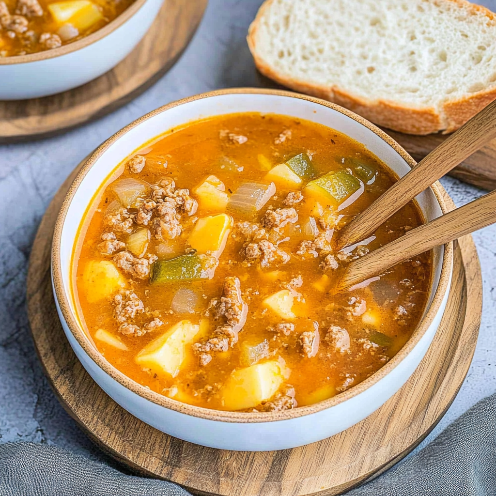 Recipe preparation for cheeseburger soup