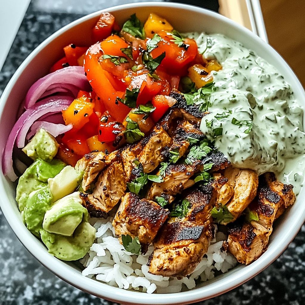 Recipe preparation for chicken tzatziki bowl