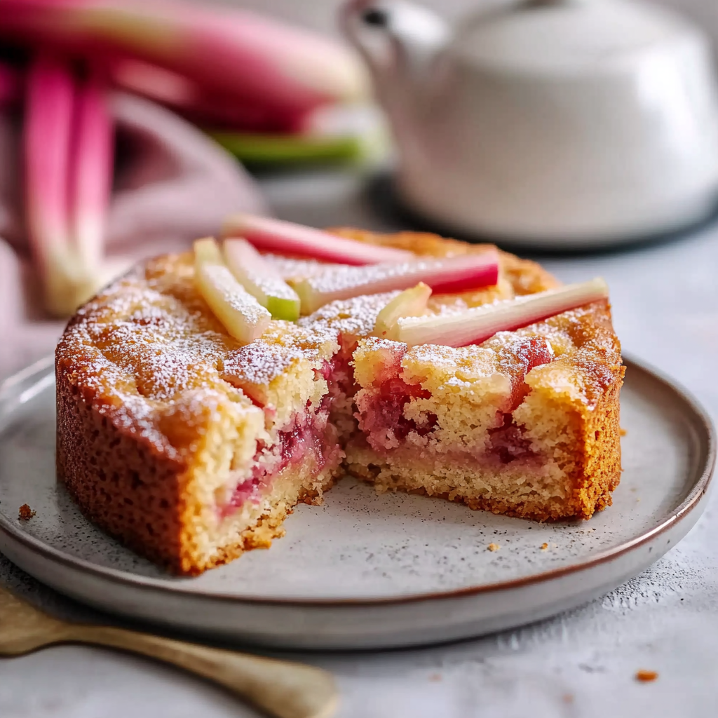 Recipe preparation for gluten free rhubarb cake