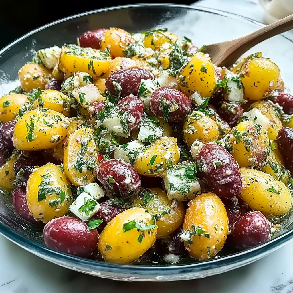 Recipe preparation for greek potato salad