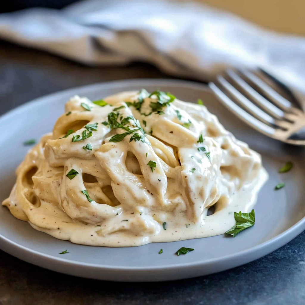 Recipe preparation for crock pot chicken alfredo