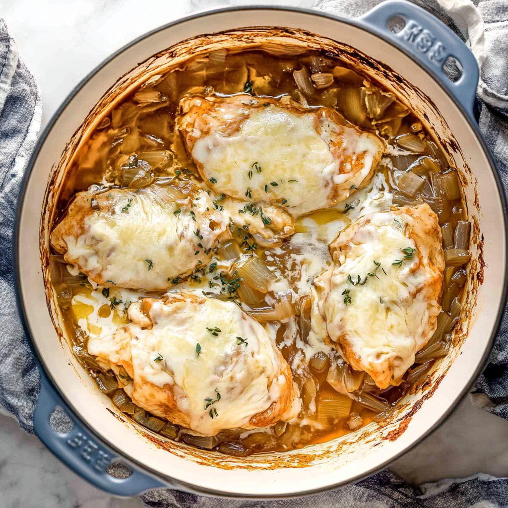 Recipe preparation for french onion chicken casserole