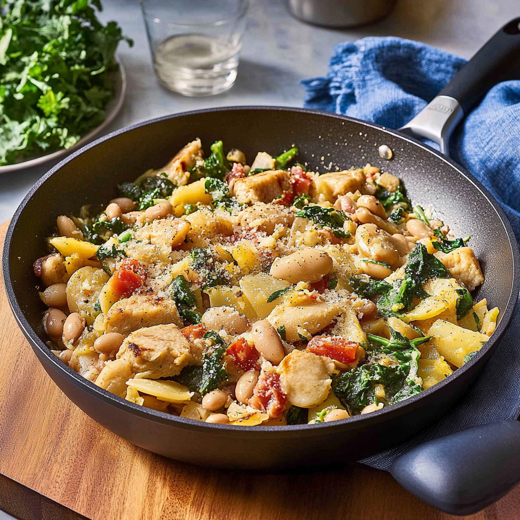 Recipe preparation for White Bean Tuscan Skillet