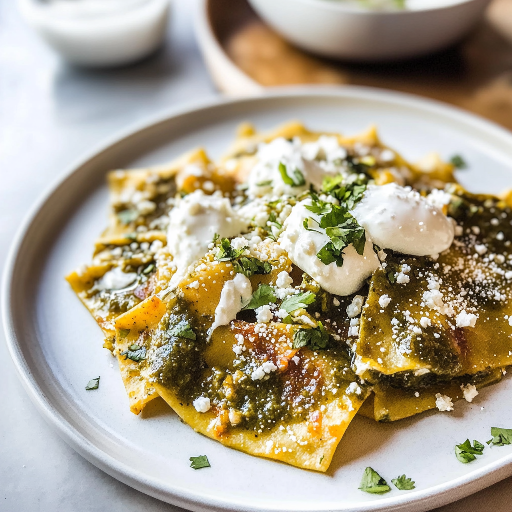 Recipe preparation for chilaquiles verdes
